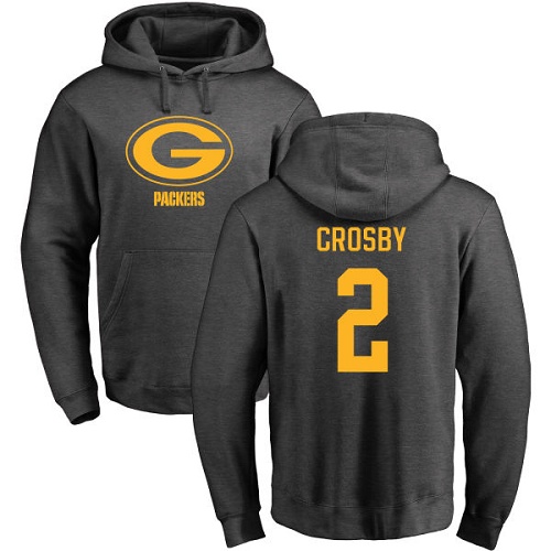 Men Green Bay Packers Ash #2 Crosby Mason One Color Nike NFL Pullover Hoodie Sweatshirts